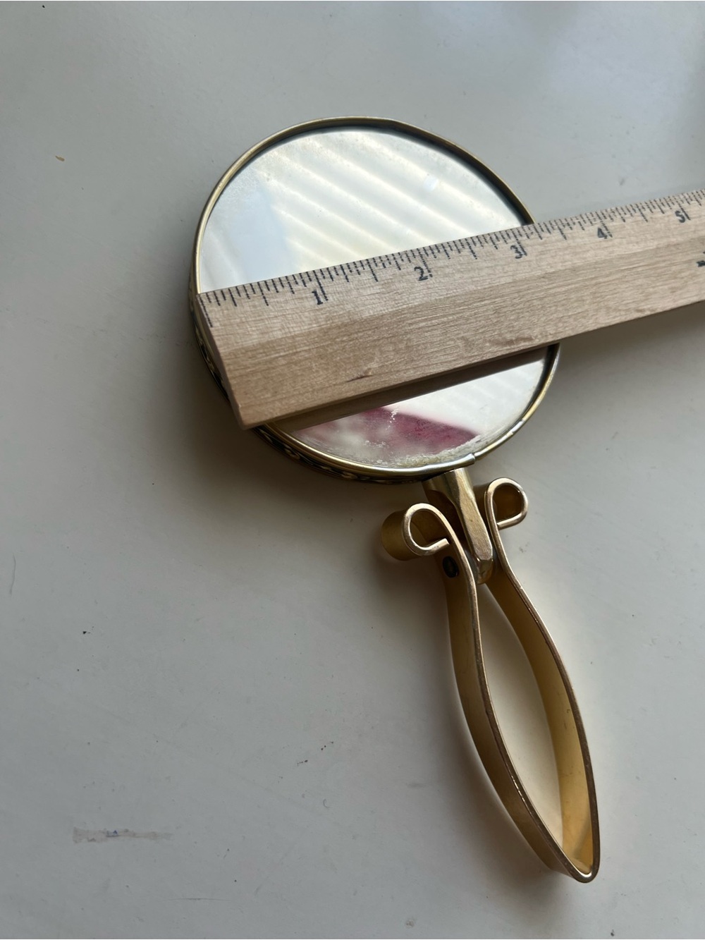 Vintage Gold Tone Hand Mirror Black Scroll Vanity Dresser Mirror Unmarked - Picture 2 of 6